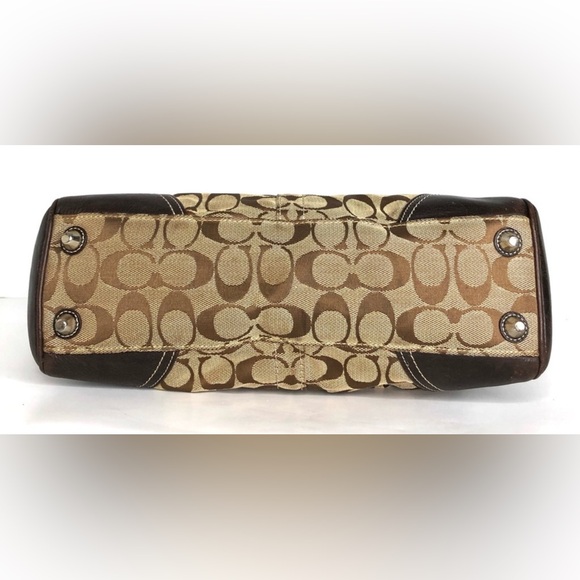 Coach Signature Hampton Canvas Jacquard Satchel Shoulder Bag Handbag Tote $500 - Picture 6 of 16